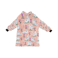 Load image into Gallery viewer, image of a peach samoyed blanket hoodie for women - back view
