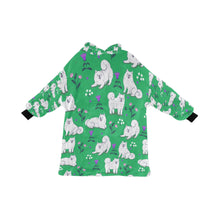 Load image into Gallery viewer, image of a green samoyed blanket hoodie for women