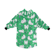 Load image into Gallery viewer, image of a green samoyed blanket hoodie for women - back view