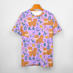 image of a lavender t-shirt - shiba inu t-shirt for women