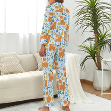Load image into Gallery viewer, image of blue shiba inu pajamas set for women - back view