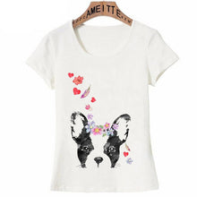 Load image into Gallery viewer, Image of a boston terrier t-shirt in the cutest flower tiara boston terrier design