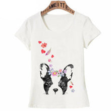 Load image into Gallery viewer, Image of a boston terrier mom tshirt in the cutest flower tiara boston terrier design