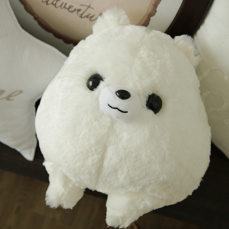 image of an adorable white samoyed plush toy  pillow