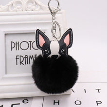 Load image into Gallery viewer, Fluffy Boston Terrier Love Keychains-Accessories-Accessories, Boston Terrier, Dogs, Keychain-Black-5