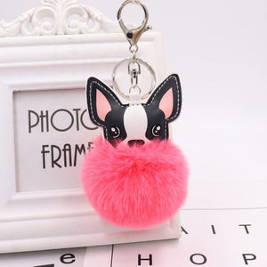 Fluffy Boston Terrier Love Keychains-Accessories-Accessories, Boston Terrier, Dogs, Keychain-Pink - Bright-8