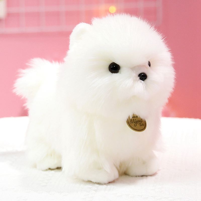 Fluffy White Pomeranian Stuffed Animal Plush Toy