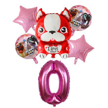 Load image into Gallery viewer, Image of french bulldog balloon party pack with 0 age balloon