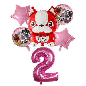 Image of french bulldog balloon party pack with 2 age balloon