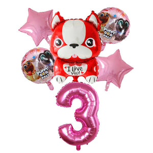 Image of french bulldog balloon party pack with 3 age balloon