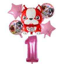 Load image into Gallery viewer, Image of french bulldog balloon party pack with 1 age balloon