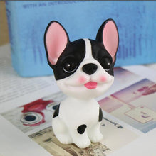 Load image into Gallery viewer, Image of a french bulldog bobblehead in the color pied black and white