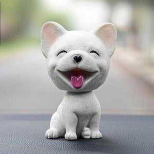 Image of a smiling french bulldog bobblehead for car made of plastic