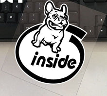 Load image into Gallery viewer, Image of french bulldog car decal in french bulldog inside design in the color white