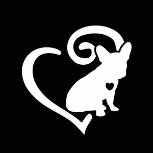 Image of i heart french bulldog car decal in white color