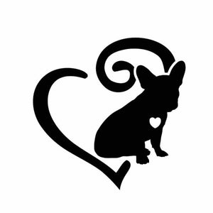 Image of i heart french bulldog car decal in black color