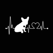 Load image into Gallery viewer, Image of heart beat design french bulldog car sticker in the color white