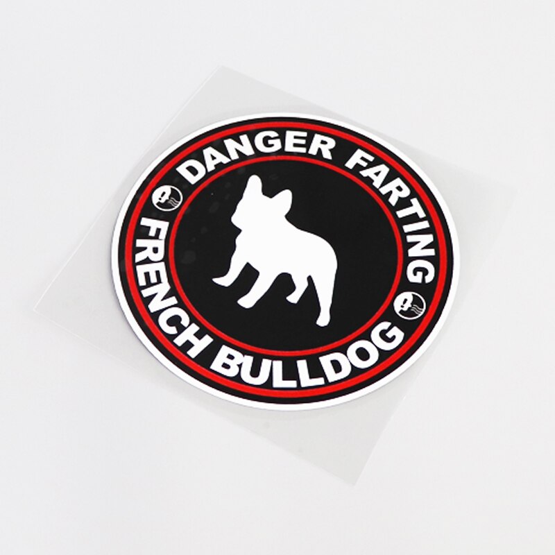 Image of a funny danger farting french bulldog car sticker