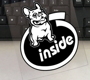 Image of french bulldog car sticker in french bulldog inside design in the color black