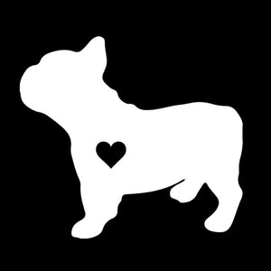 Image of french bulldog car sticker in white color made of high-quality vinyl