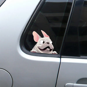 Image of a white french bulldog car sticker