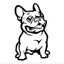 Load image into Gallery viewer, Image of smiling french bulldog car window decal in black color