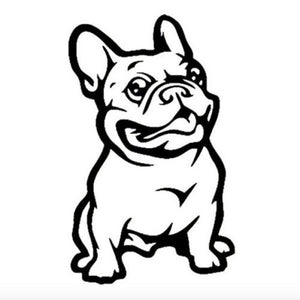 Image of smiling french bulldog car window decal in black color