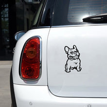 Load image into Gallery viewer, Image of smiling french bulldog car window sticker in black color