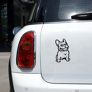 Image of smiling french bulldog car window sticker in black color