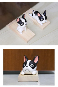 Collage image of cutest standing and on belly french bulldog door stopper
