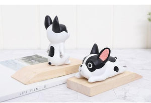 Close image of cutest standing and on belly french bulldog door stopper