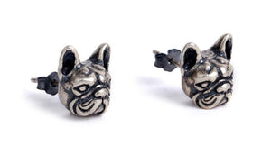 Image of silver french bulldog earrings in a beautiful French Bulldog design