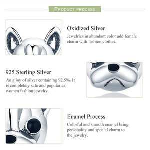 Image of the info of cutest french bulldog earrings made of 925 sterling silver