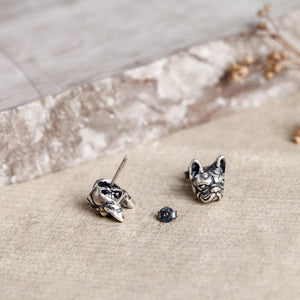 Image of french bulldog earrings made of 925 sterling silver