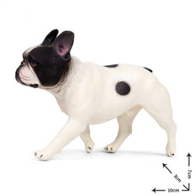 Load image into Gallery viewer, Image of a miniature walking french bulldog figurine in the color pied black and white