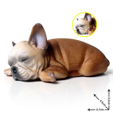Load image into Gallery viewer, Image of a miniature sleeping on belly french bulldog figurine in the color fawn/tan
