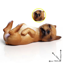Load image into Gallery viewer, Image of a miniature sleeping on back french bulldog figurine in the color fawn/tan