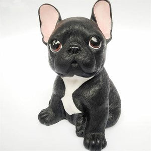 Image of a french bulldog figurine in the color black made of resin