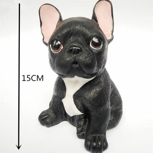 Size image of a french bulldog figurine in the colorblack made of resin