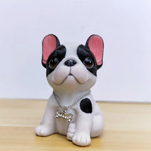 Load image into Gallery viewer, Image of a sitting two patches french bulldog figurine in the color pied black and white
