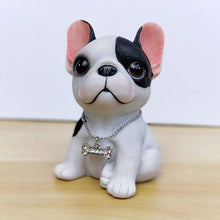 Load image into Gallery viewer, Image of a sitting one patch french bulldog figurine in the color pied black and white