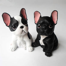 Load image into Gallery viewer, Image of two french bulldog figurines in the color pied black and white and black
