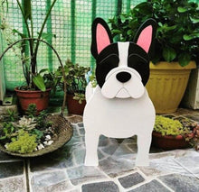 Load image into Gallery viewer, Image of 3d pied black and white french bulldog flower planter