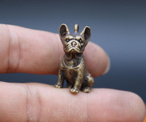 French Bulldog / Frenchie Love Copper Bronze Lucky Charm Pendant FigurineJewellery
