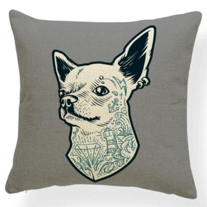 French Bulldog in Love Cushion Cover - Series 7Cushion CoverOne SizeChihuahua - with Tattoos and Earrings