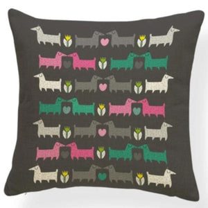 French Bulldog in Love Cushion Cover - Series 7Cushion CoverOne SizeDachshunds - Multicolor Design on Grey BG