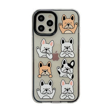Load image into Gallery viewer, Image of french bulldog iphone case in the cutest Frenchies in different colors saying “I Love You” in French Bulldog style!