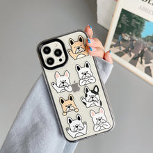 Load image into Gallery viewer, Image of a girl holding french bulldog iphone case in the cutest Frenchies in different colors saying “I Love You” in French Bulldog style!