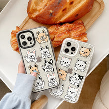 Load image into Gallery viewer, Image of two french bulldog iphone cases in the cutest Frenchies in different colors saying “I Love You” in French Bulldog style