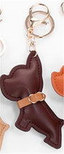 Load image into Gallery viewer, Image of french bulldog leather keychain in the color brown